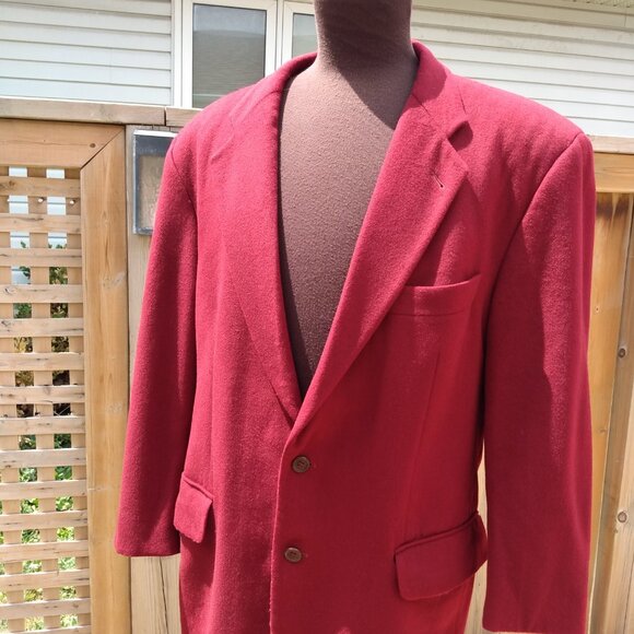 Vintage Cashmere Sport Coat Suit Jacket Blazer Strellson Burgundy Red 45" Chest - Picture 2 of 10